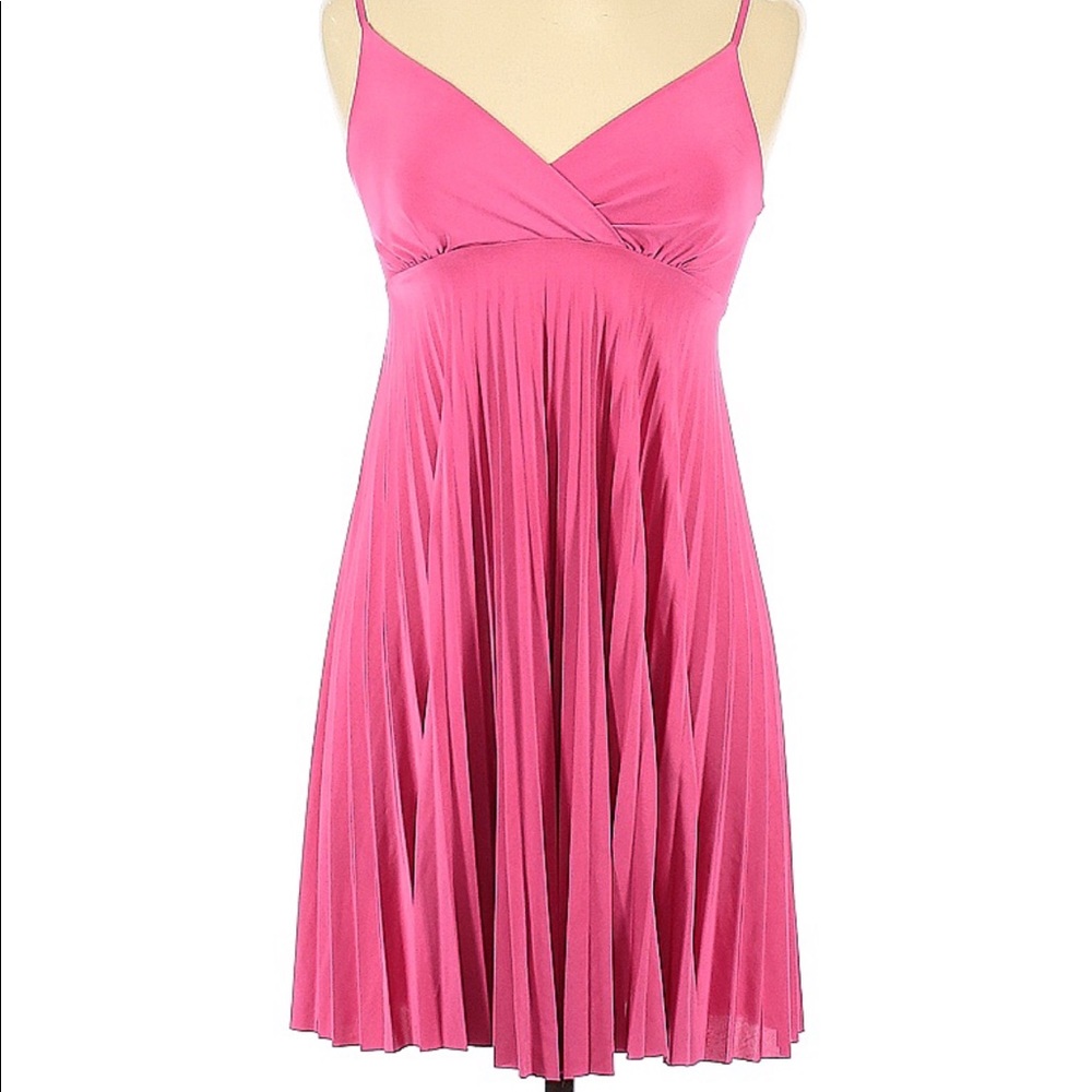 Hot Pink Pleated Cocktail Dress